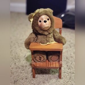 Vintage Robert Raikes LISA MARIE crying teddy bear in highchair